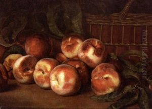 Peaches And Ribboned Basket by Lemuel Everett Wilmarth