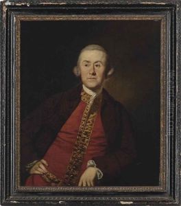 Portrait Of A Gentleman, Possibly A Member Of The Lister Kaye Family Of Denby Grange, Wakefield, Half-length, In A Burgundy Jacket And A Red Waistcoat