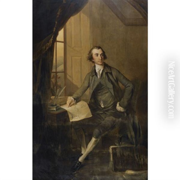 Portrait Of Sir George Savile, 8th Bt. (1727-1784), With A Map Of Halifax - view 1
