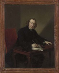 Portrait Of William Pratt Behind A Desk With Quill Pen