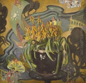Lachenalia And Chinese Screen by Dora Lynell A. Wilson