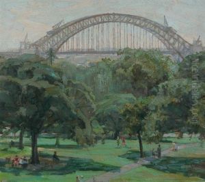 Sydney Harbor Bridge Under Construction From The Botanic Gardens Sydney Harbor Bridge Under Construction From The Botanic Gardens