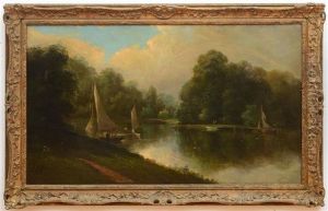 River Landscape With Sailboats River Landscape With Sailboats