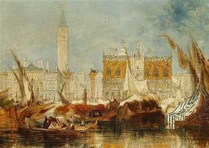 Parti Fra Venedig Med Canal Grande, Dogepaladset Og Udsigt Til Markuspladsen I Baggrunden Parti Fra Venedig Med Canal Grande, Dogepaladset Og Udsigt Til Markuspladsen I Baggrunden