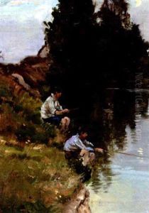 Fishing On The River Bank Fishing On The River Bank