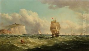 Fishing Vessels Off The Channel Coast by John James Wilson