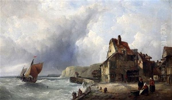 Fishing Village With Fishing Boats Leaving Port - view 1