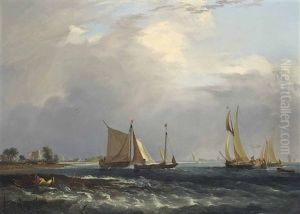 Fishing Boats At The Mouth Of The Thames by John James Wilson