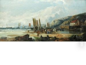 Fishing Boats Coming Into Shore (+ Sorting The Catch; Pair) by John James Wilson