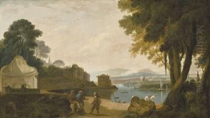 Acqua Acetosa, Rome, With Figures By The Water by Richard Wilson