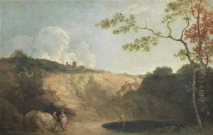 Figures By A Lake In A Mountainous Landscape Figures By A Lake In A Mountainous Landscape