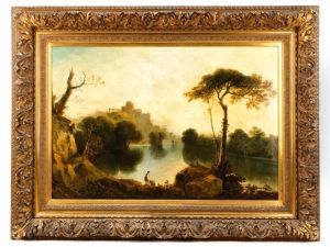 Wooded River Landscape With Ruins