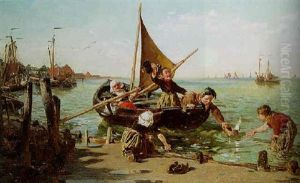 Enfants Jouant Dans Un Bateau by Thomas Walter Wilson
