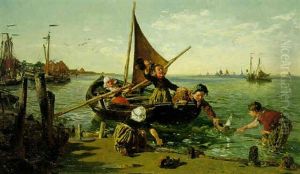 Children Playing In A Boat: Mischief Afloat by Thomas Walter Wilson