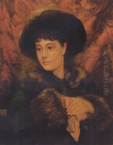 Portrait Of A Lady In An Ermine-lined Jacket And A Plumed Hat