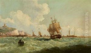 Sailing Ships Off The Coast Of Dover by John Jock Wilson
