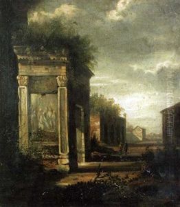A Classical Landscape With Figures On A Path by Richard Wilson