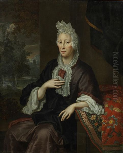 Portrait Of A Lady, Three-quarter-length, In A Brown Coat, Seated - view 1
