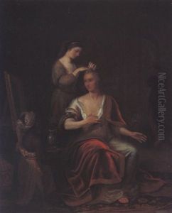 A Lady Making Her Toilet With Her Maidservant, A Black Servant Holding A Jug In The Foreground