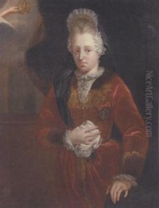 Portrait Of A Gentleman In A Brown Silk Robe With Blue Lining, And A White Chemise With A Lace Collar, Before A Celestial Globe And A Statue Of Chronus Portrait Of A Gentleman In A Brown Silk Robe With Blue Lining, And A White Chemise With A Lace Collar, Before A Celestial Globe And A Statue Of Chronus