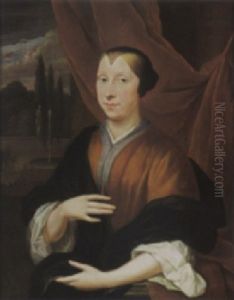 A Portrait Of A Lady, Wearing An Orange Dress With A White Blouse A Portrait Of A Lady, Wearing An Orange Dress With A White Blouse