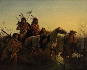 Indianer Mit Pferden by Charles Wimar