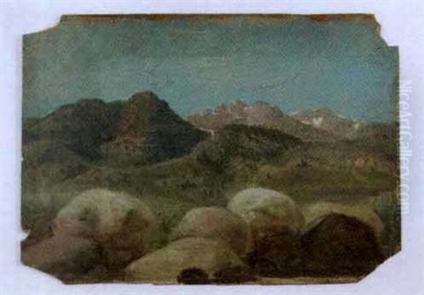Rugged Landscape With Distant Snow-capped Mountain Peaks - view 1