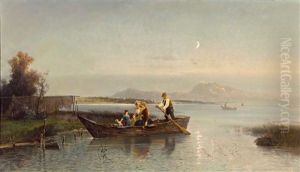 Uberfahrt Auf Dem Chiemsee In Einem Nachen