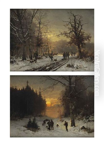 Hunters In The Snow And Hunting Scene (2 Works) - view 1
