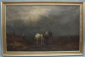 Horse And Cart In A Landscape by Konrad Wimmer