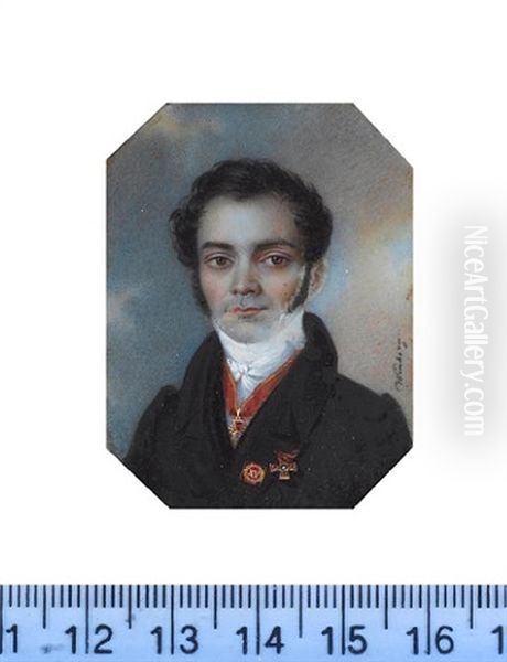 A Diplomat, Wearing Black Coat, White Chemise, Stock And Tie, The Order Of St. Stanislaus On A Red Sash Ribbon Suspended From His Neck, The Order Of St. Vladimir On His Lapel - view 1