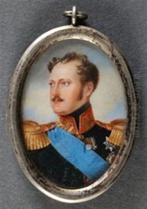Portrait Of Tsar Nicholas I by Iwan Winberg