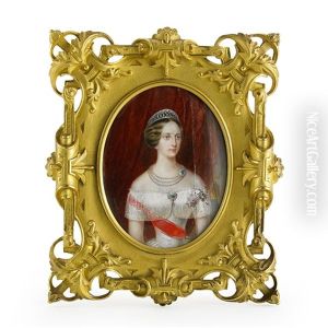 Miniatyrportratt Forestallande Storhertiginnan Olga Nikolaevna Av Ryssland (1822-1892) Med Den Preussiska Louise Orden Samt S:t Anna Ordens Kraschan Och Band by Iwan Winberg
