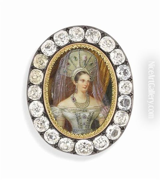 Alexandra Feodorovna (1798-1860), Empress Of Russia, Nee Princess Charlotte Of Prussia, In Silver Off-the-shoulder Dress Embellished... - view 1