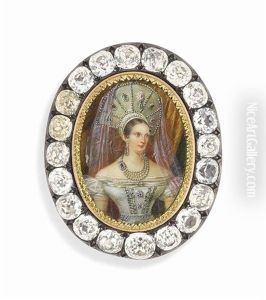 Alexandra Feodorovna (1798-1860), Empress Of Russia, Nee Princess Charlotte Of Prussia, In Silver Off-the-shoulder Dress Embellished... by Iwan Winberg