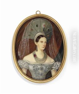 Alexandra Feodorovna (1798-1860), Empress Of Russia, Nee Princess Charlotte Of Prussia, In Silver Off-the-shoulders Dress Embellished With Pearls And Rubies