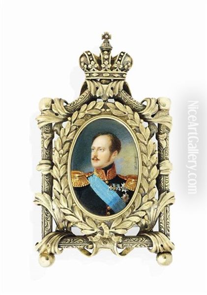 Nicholas I (1796-1855), Tsar Of Russia, In Black Uniform With Gold Epaulettes, Wearing The Blue Moire Sash And Breast-star Of The Imperial Russian Order Of St. Andrew - view 1