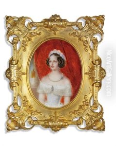 Grand-duchess Alexandra Nicolayevna Of Russia In White Satin Decollete Dress by Iwan Winberg