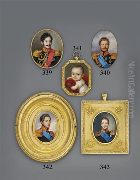 Tsar Nicholas I In Black Military Uniform, Gold-embroidered Red Collar - view 1