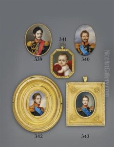 Tsar Nicholas I In Black Military Uniform, Gold-embroidered Red Collar