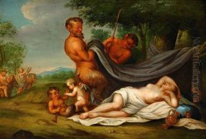 Satyrer Vackande En Nymf by Christian (Johann C. Thomas) Winck