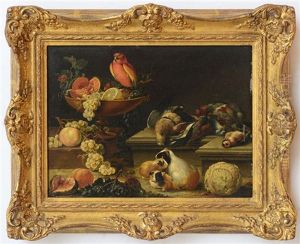 Still Life With Parrot, Game Fowl, Guinea Pigs And Fruit