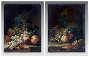 Nature Morte Aux Raisins, Figues Et Framboises Et Nature Morte Aux Raisins, Figues, Citron Et Groseille (pair) by Johann Amandus Winck