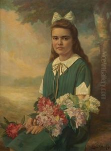 Jeune Fille Au Bouquet De Fleurs