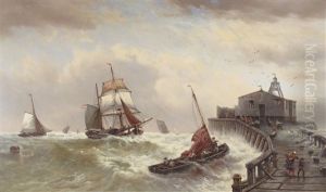 Boats Off Ostend Lighthouse