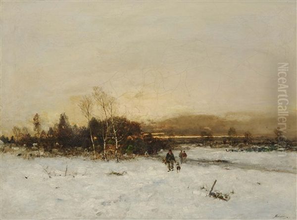 Winter Landscape At Dusk - view 1