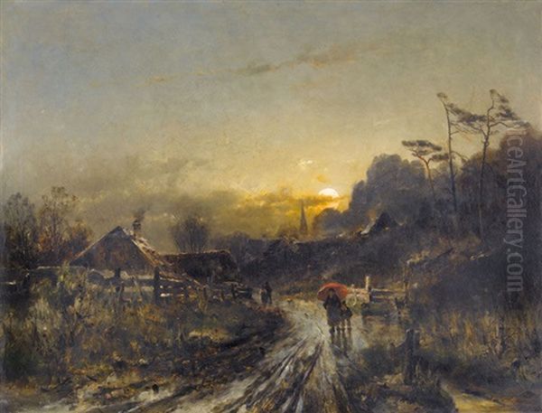 Landschaft Mit Dorf Im Mondlicht - view 1