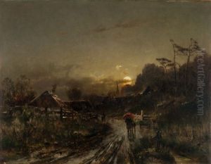 Landschaft Mit Dorf Im Mondlicht by Anton Windmaier the Elder