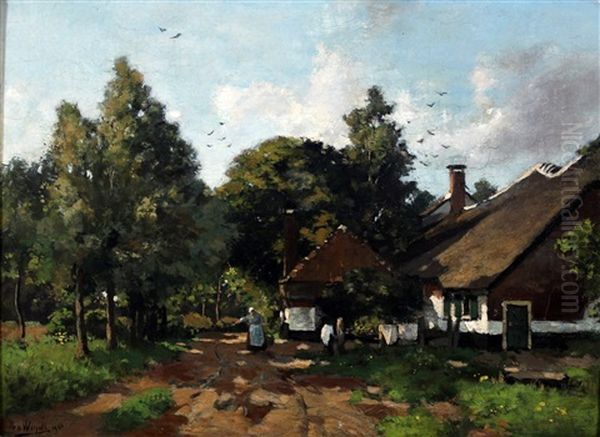 Boomrijk Landschap Met Vrouw Bij Boerderij - view 1
