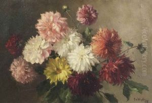 A Still Life With Dahlias by Chris Van Der Windt